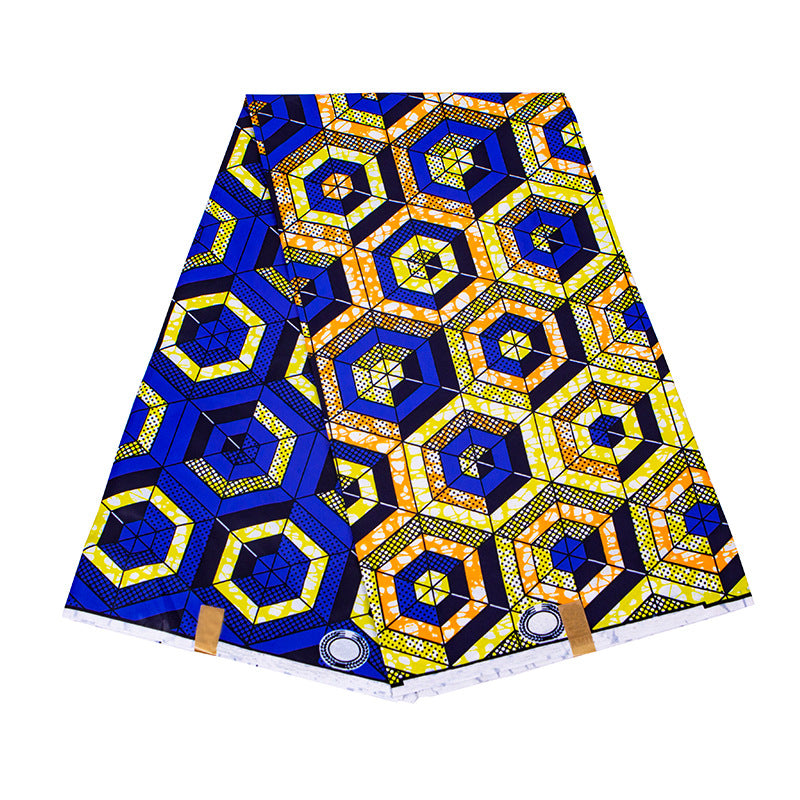 African Wax Print Fabric, Geometric Double-Sided Polyester (9 Prints) - FP6258