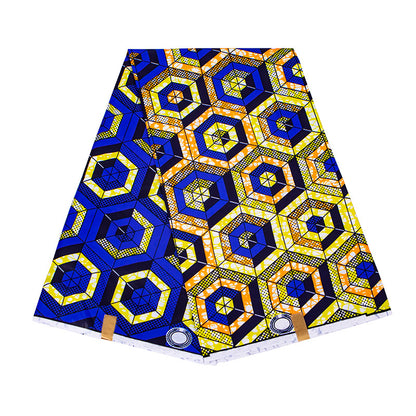 African Wax Print Fabric, Geometric Double-Sided Polyester (9 Prints) - FP6258