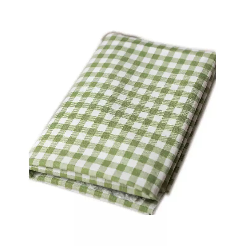 Green Linen Cotton Check Fabric for Bedding, Tablecloths & Crafts