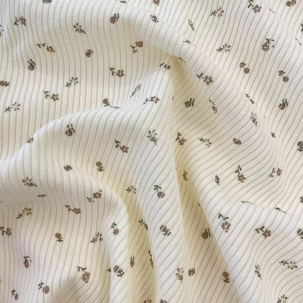Cotton Corduroy Wildflower Fabric, for Shirts & Skirts