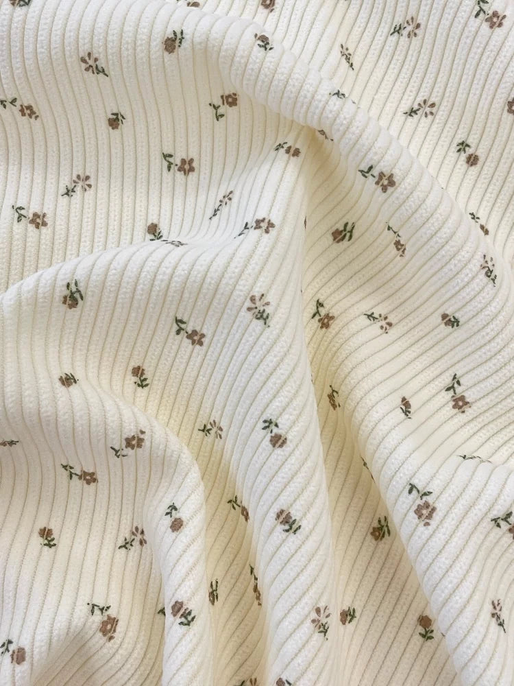 Cotton Corduroy Wildflower Fabric, for Shirts & Skirts