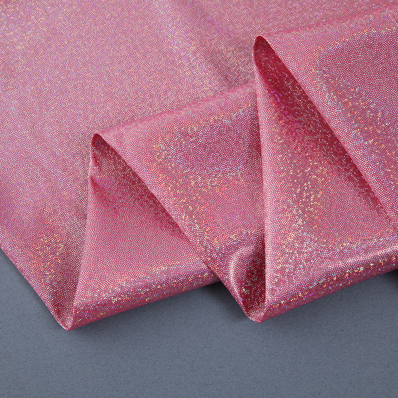 Silver Foil Stretch Stage Fabric, for Live Stream & Stage - Rose Red