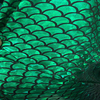 Holographic Fish Scale Stretch Fabric By The Yard | 10 Colors, 58" Wide, 2-Way Stretch for Dance Costumes & Stage Decor - Green