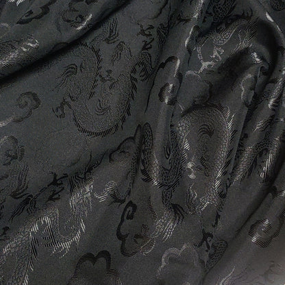 Dragon Brocade Satin Fabric By The Yard | 4 Colors, 59" Wide for Gowns & Costumes - Black