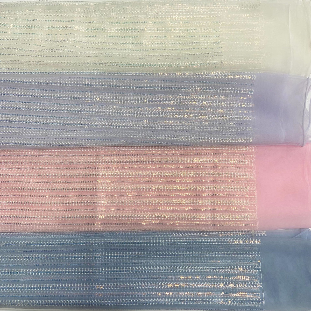 Sequin Mesh Fabric, Iridescent Stripe, 53 in Wide