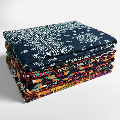 Cotton Linen Fabric, Ethnic Paisley Print, for Tablecloths, Curtains & Bags