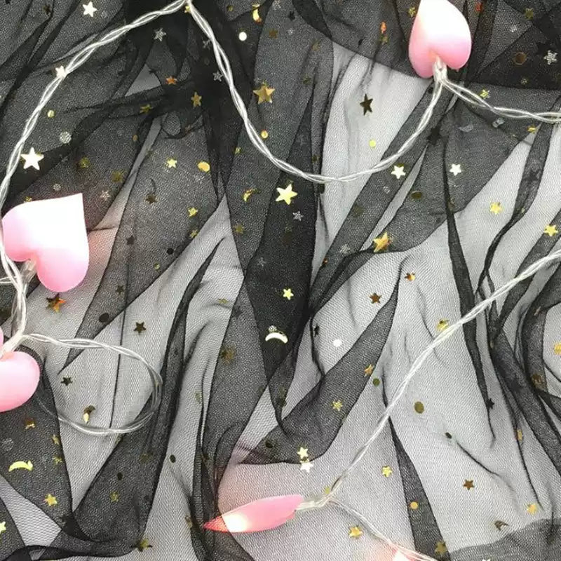 Star Moon Net Curtain Fabric, Soft Sheer Mesh for Photo Backdrops