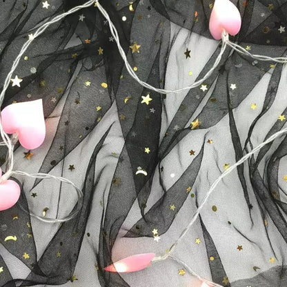 Star Moon Net Curtain Fabric, Soft Sheer Mesh for Photo Backdrops