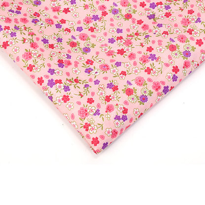 Small Floral Polyester Fabric, Tiny Print Cloth for Bags & Table Linens - Pink