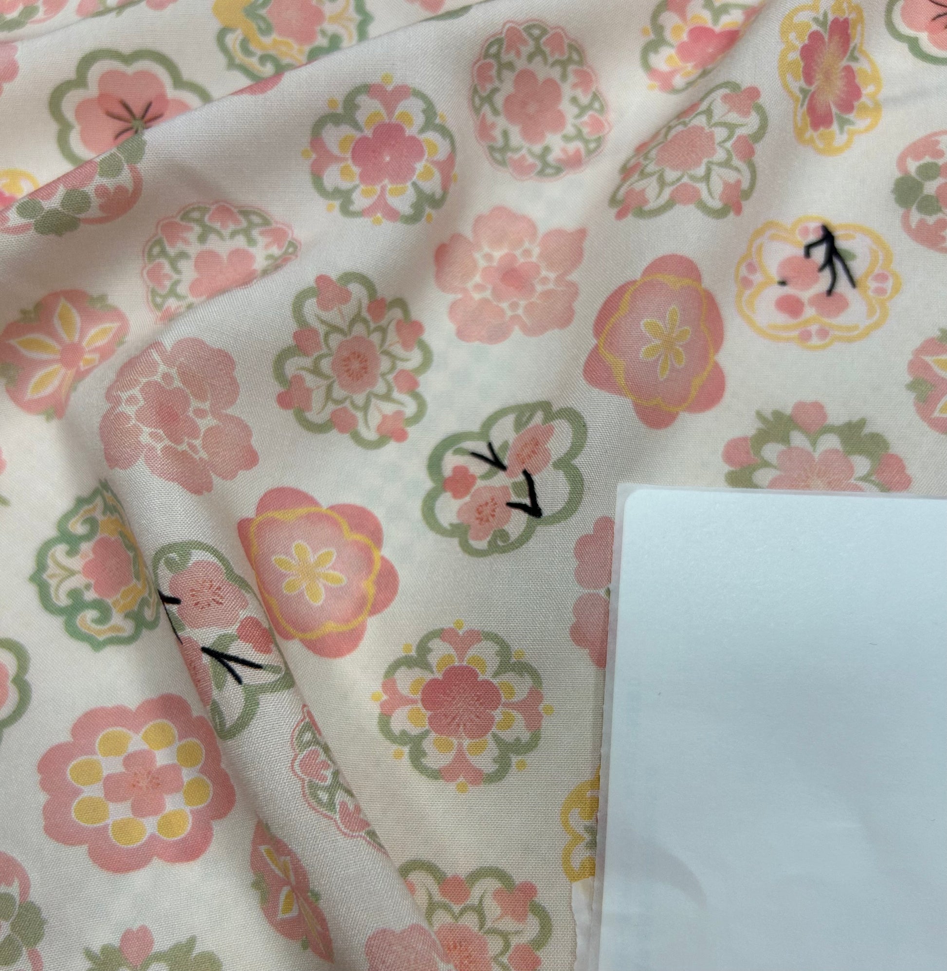 Rayon Fabric, Soft Pink Floral Print, for Qipao & Dresses