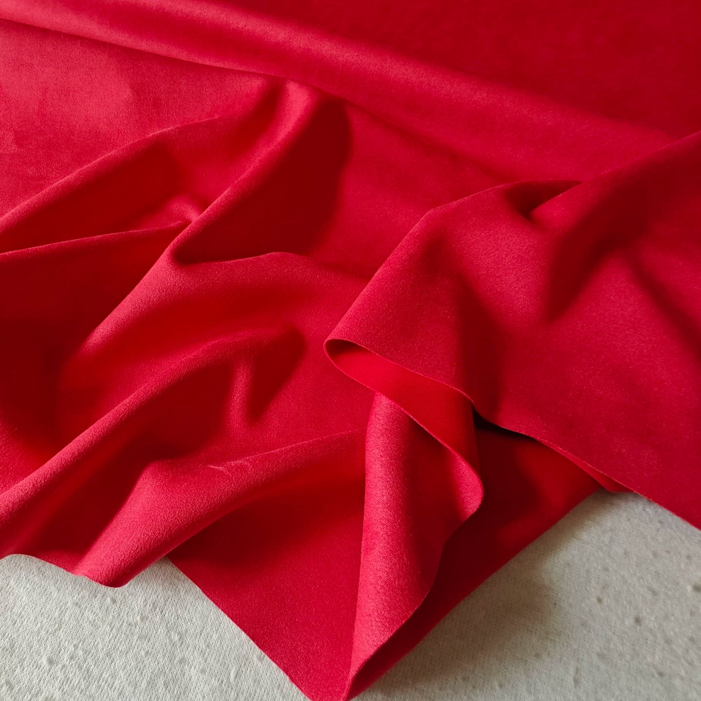 Stretch Suede Fabric, 23 Colors for Jackets, DIY Bags & Sofa Covers - Bright Red 88#