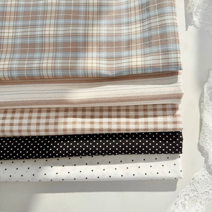 Cotton Shirting Fabric, Retro Stripe & Polka, for Shirts, Skirts & Hair Scrunchies