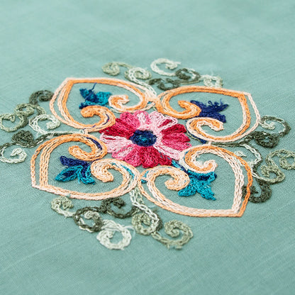 Embroidered Slub Cotton Fabric, Lightweight Woven Cloth for Shirts & Dresses