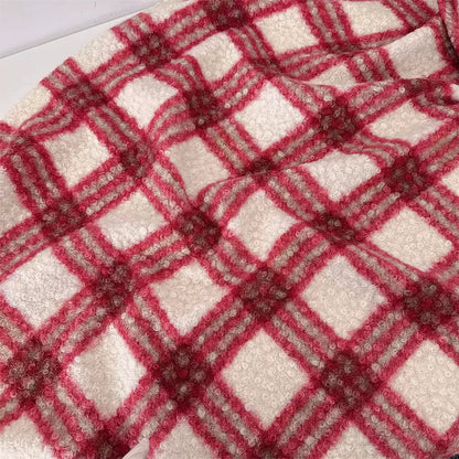 Plush Lamb Fleece Check Fabric, for Blankets & Throws