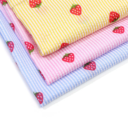 Strawberry Seersucker Fabric By The Yard | 3 Colors, 57" Wide for Children's Wear & Summer Dresses