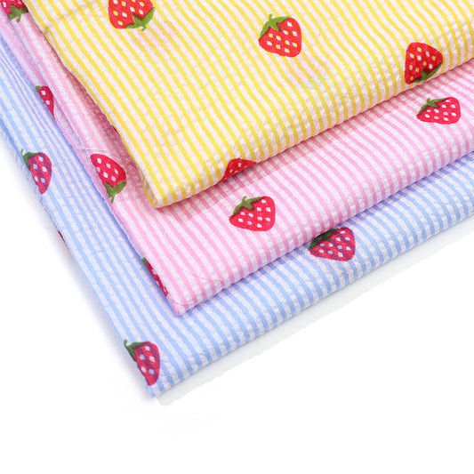 Strawberry Seersucker Fabric By The Yard | 3 Colors, 57" Wide for Children's Wear & Summer Dresses