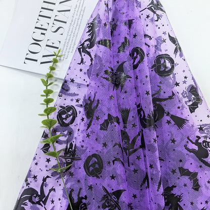 Halloween Witch Net Sheer Polyester Mesh Fabric, Fine Weave - Metallic Purple