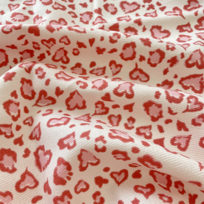 Printed Cotton Corduroy Fabric, for Dresses & Cushions - Corduroy Leopard Heart Pink