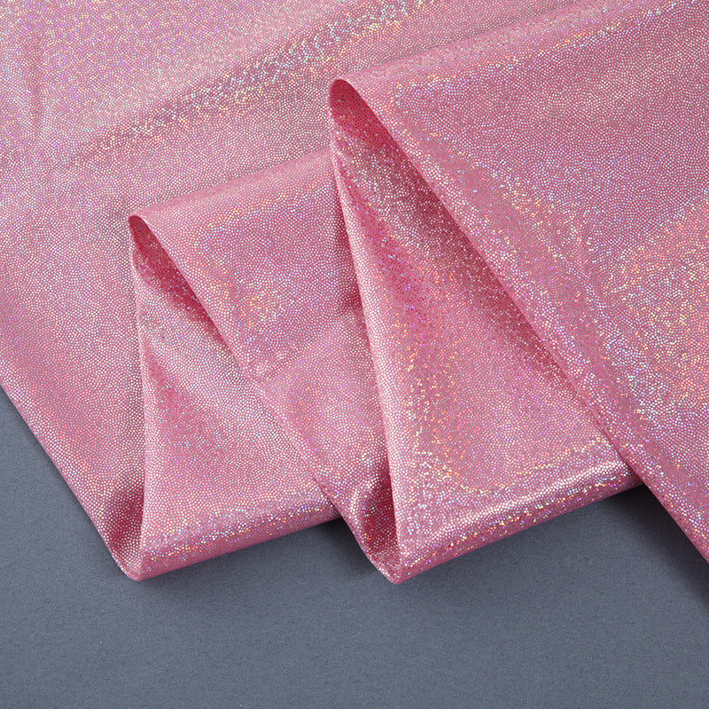 Silver Foil Stretch Stage Fabric, for Live Stream & Stage - Pink