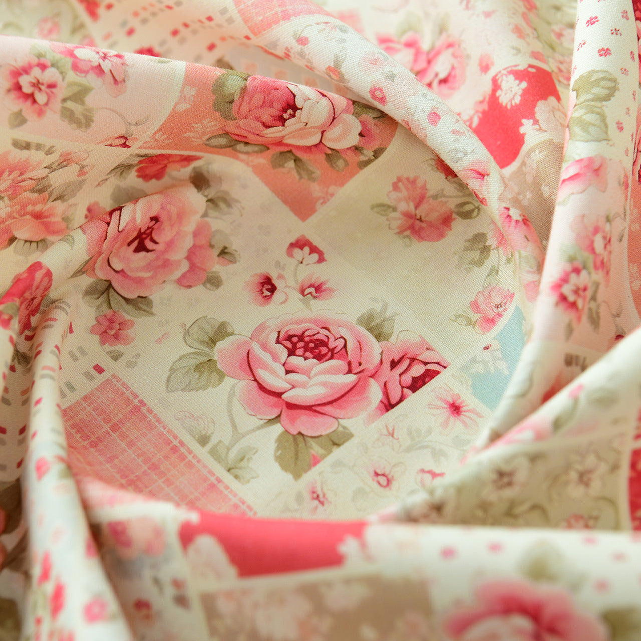 Floral Poplin Cotton Fabric - Shirt & Dress by the Yard - Clear Wave Fragrance