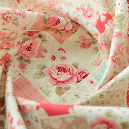 Floral Poplin Cotton Fabric - Shirt & Dress by the Yard - Clear Wave Fragrance