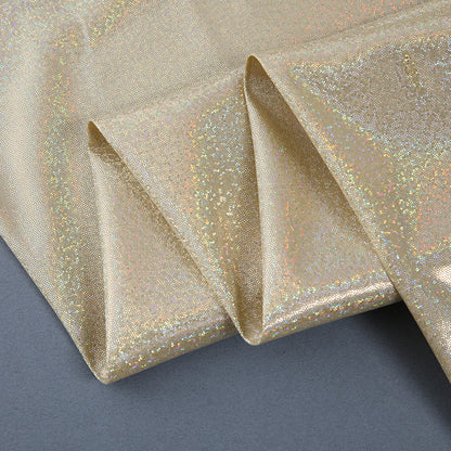 Silver Foil Stretch Stage Fabric, for Live Stream & Stage - Beige