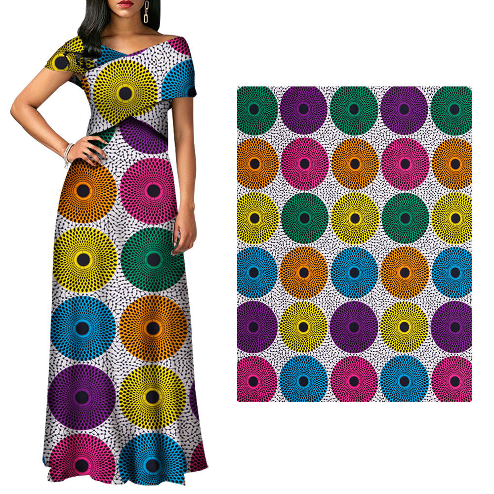 African Wax Print Fabric, Geometric Double-Sided Polyester (9 Prints)