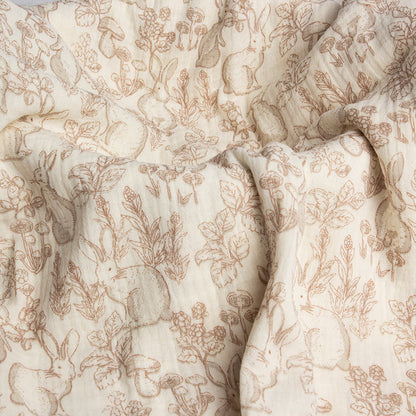 Double Gauze Cotton Fabric - Crinkle Texture Apparel & Craft by the Yard - Ins Jungle Bunny
