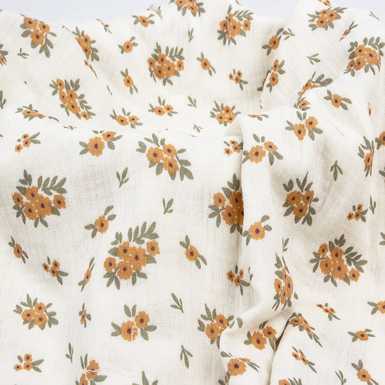 Double Gauze Cotton Muslin, Baby Print Cloth for Bibs & Sleepwear - Yellow Floral