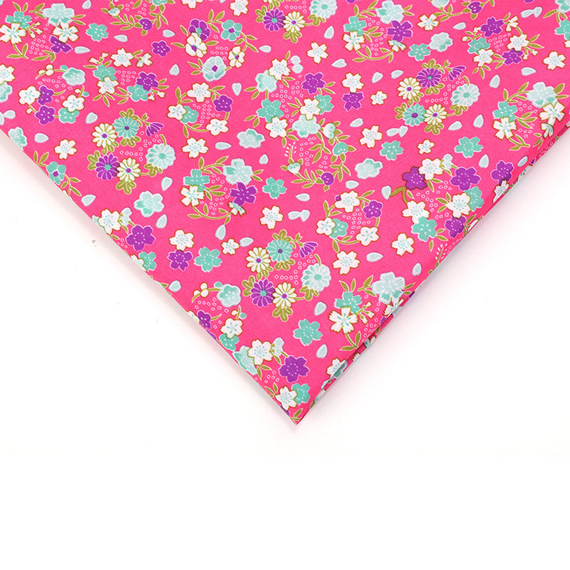 Small Floral Polyester Fabric, Tiny Print Cloth for Bags & Table Linens - Plum Red