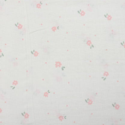 Cotton Double Gauze Fabric, Tulip & Star Prints (6) - Pink Small Flower