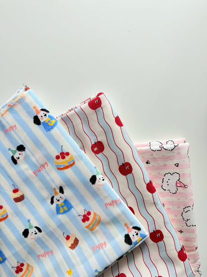 Cotton Print Fabric, Cute Striped Dogs, for Dollwear, Kids' Wear & Scrunchies