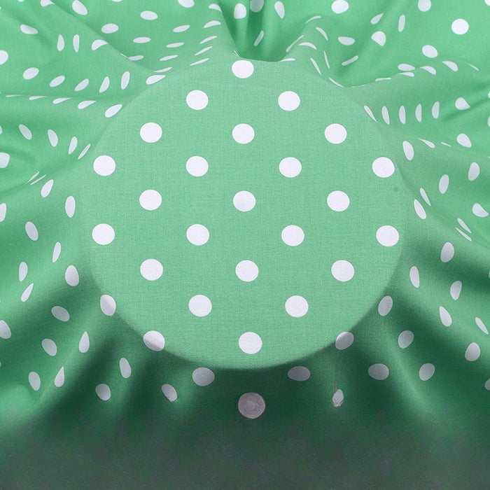 Rayon Polka Dot Fabric, Soft Challis Cloth for Dresses & Sleepwear - Green Dot