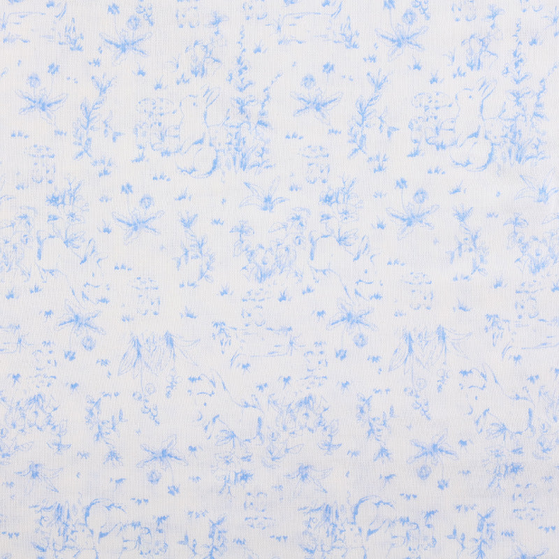 Cotton Double Gauze Fabric, Tulip & Star Prints (6) - Blue Ink Leaf