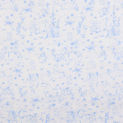 Cotton Double Gauze Fabric, Tulip & Star Prints (6) - Blue Ink Leaf