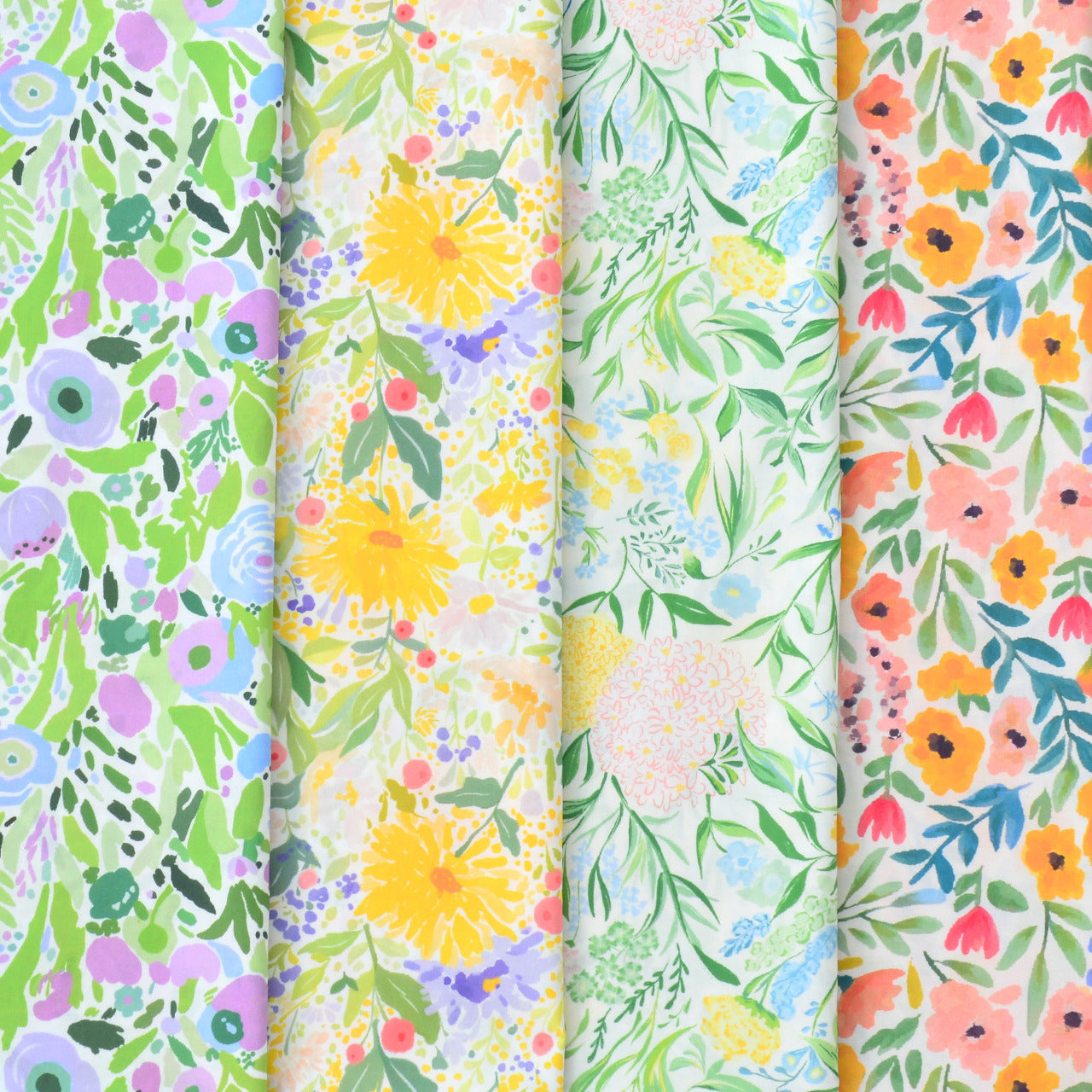 Vintage Floral Cotton Fabric, 60s Print Cloth for Kids Dresses & Dolls