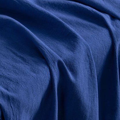 Washed Cotton Linen-Look Fabric, for Hanfu, 54 in Wide - Klein Blue