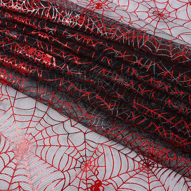 Spider Web Mesh Fabric by the Yard - Halloween Costume & Decor - Silver