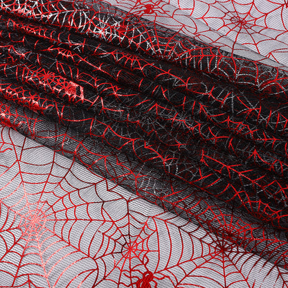 Spider Web Mesh Fabric by the Yard - Halloween Costume & Decor - Silver