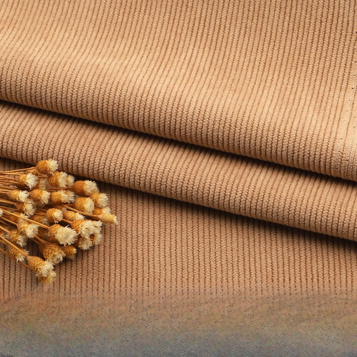 Fine Wale Corduroy Fabric, 16-Wale Solid Cloth for Upholstery & Apparel - Khaki