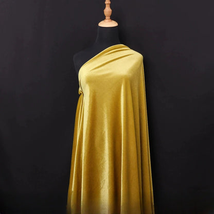 Silky Velvet Fabric, 20 Colors for Dresses, Qipao & DIY - Olive Yellow