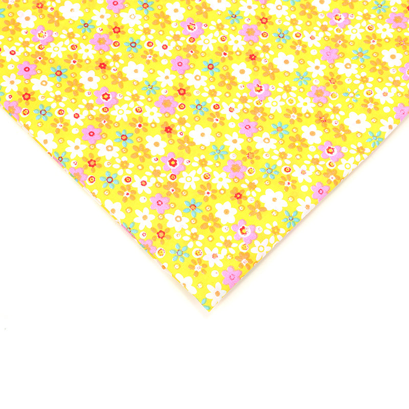 Floral Polyester Fabric, Simple Print Cloth for Shirts & Curtains - Yellow