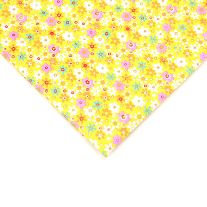 Floral Polyester Fabric, Simple Print Cloth for Shirts & Curtains - Yellow