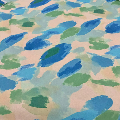 Watercolor Print Cotton Linen Fabric for Tablecloths & Door Curtains - Watercolor Strokes