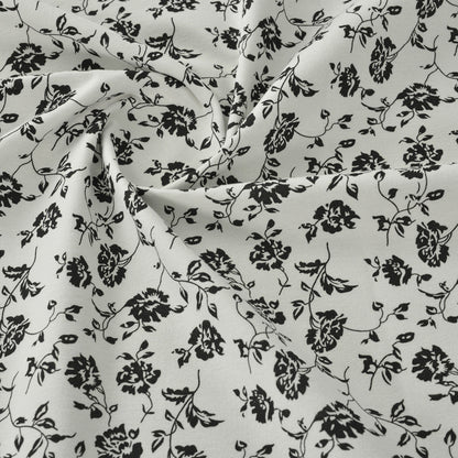 Floral Brushed Cotton Fabric - Dress & Home Decor by the Yard - Black Branch Texture
