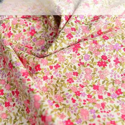 Poplin Floral Cotton Fabric, Fresh Print Cloth for Kids Dresses & DIY - Pink Floral