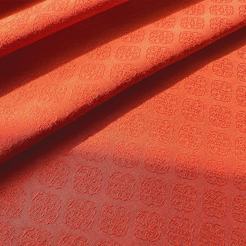 Rayon Jacquard Fabric, Persimmon Calyx Motif for Qipao, Lining & Craft