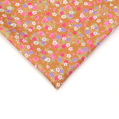 Small Floral Polyester Fabric, Tiny Print Cloth for Bags & Table Linens - Orange