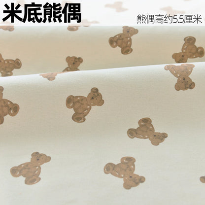 Brushed Cotton Flannel Fabric, Kids Prints, for Kids' Wear, Pajamas & DIY - Cream Bear Doll