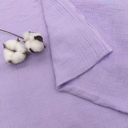 Double-Layer Cotton Gauze Fabric, Soft Crinkle Woven for Loungewear - Light Purple 12#